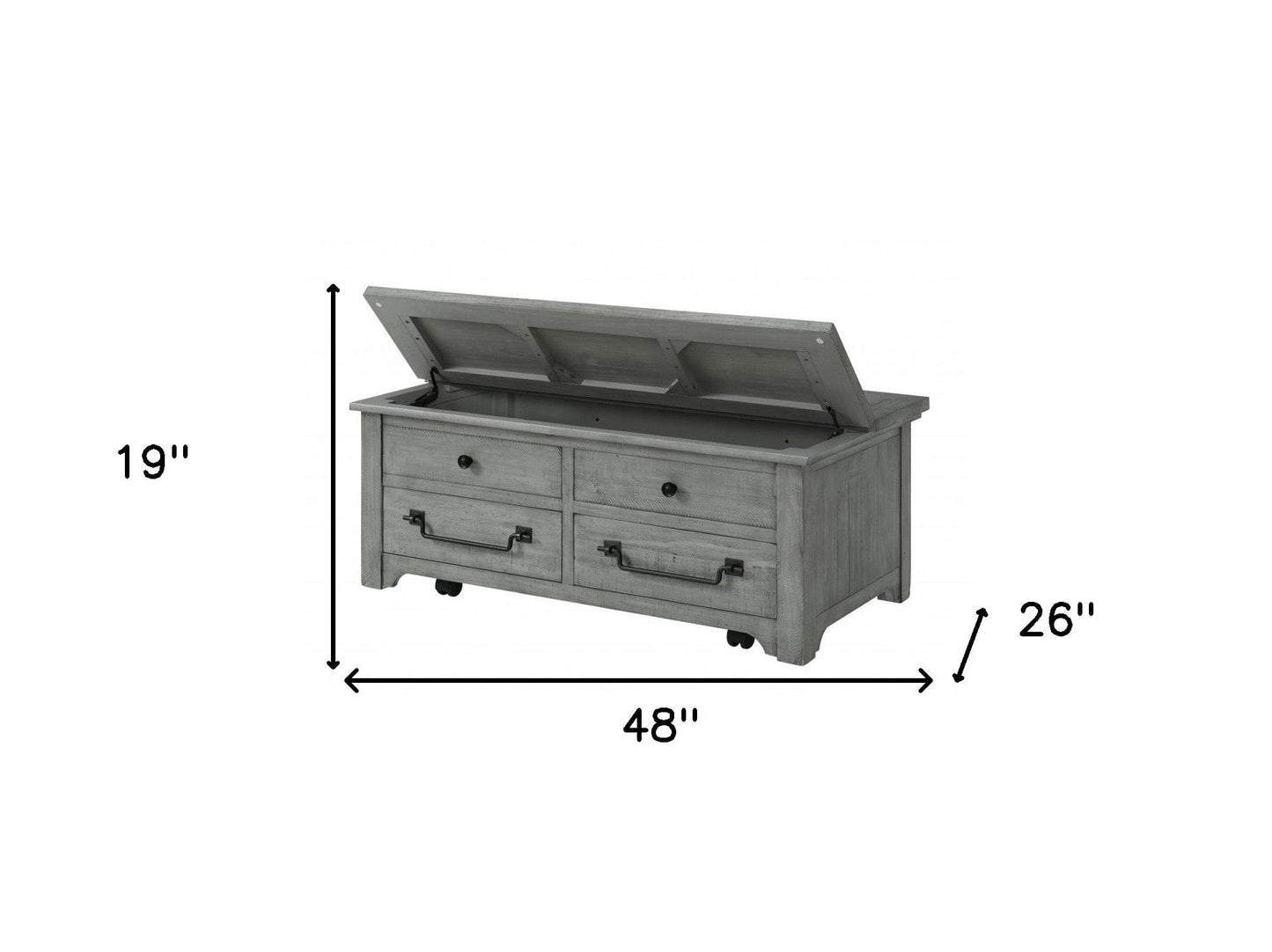 48" Dove Grey Solid Wood Rectangular Lift Top Storage Coffee Table
