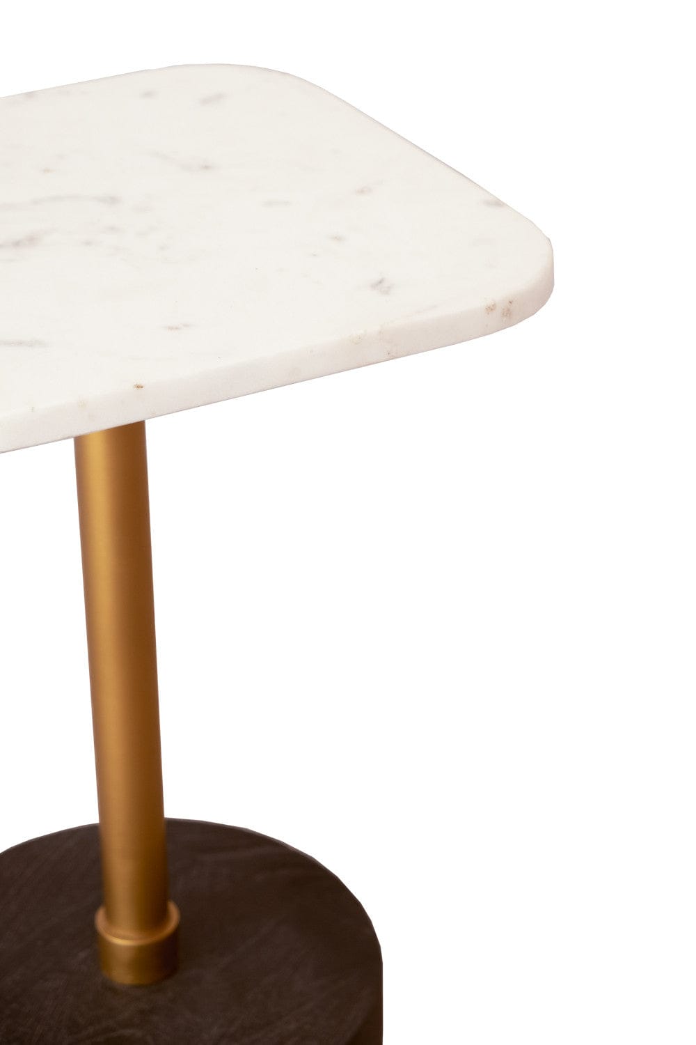 20" White Marble Gold and Black Adjustable Height End Table