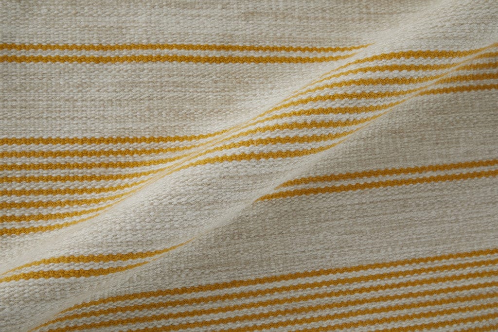 2' X 3' Yellow And Ivory Striped Dhurrie Hand Woven Stain Resistant Area Rug