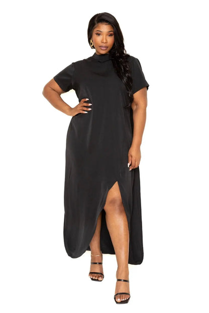 Mock neck back cape dress - Image #2