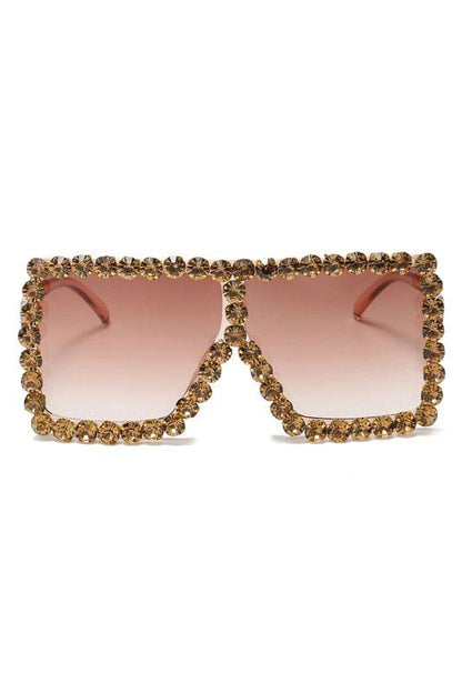 Women Square Oversize Rhinestone Sunglasses