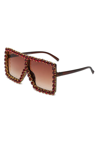 Women Square Oversize Rhinestone Sunglasses