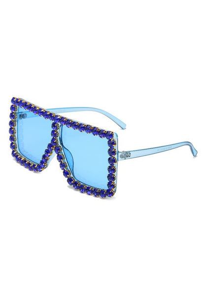 Women Square Oversize Rhinestone Sunglasses