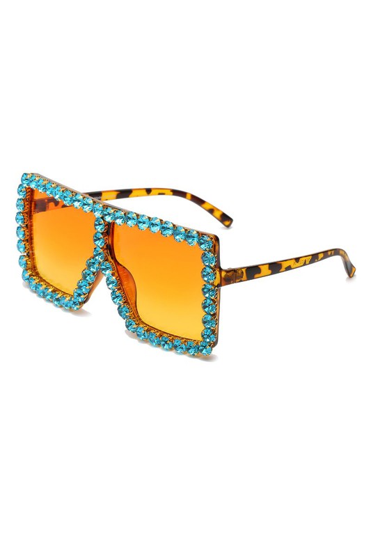 Women Square Oversize Rhinestone Sunglasses