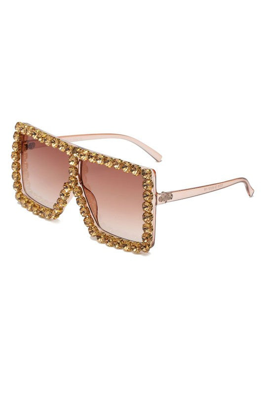 Women Square Oversize Rhinestone Sunglasses
