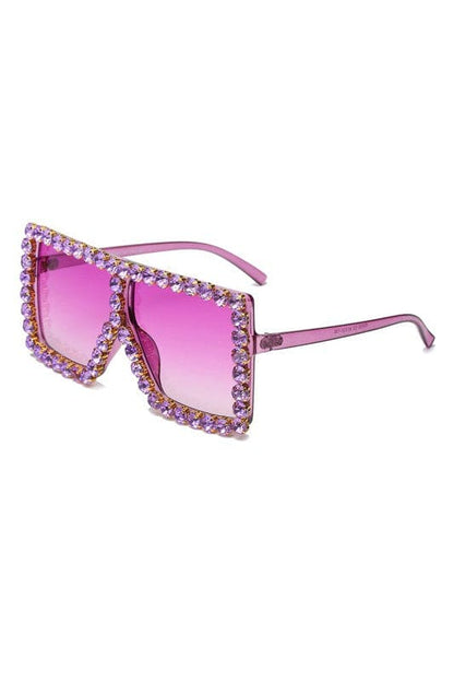 Women Square Oversize Rhinestone Sunglasses