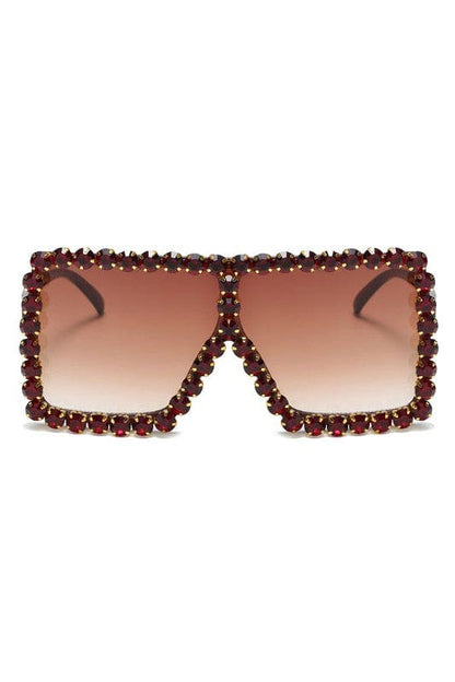 Women Square Oversize Rhinestone Sunglasses
