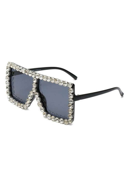 Women Square Oversize Rhinestone Sunglasses