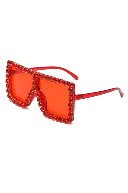 Women Square Oversize Rhinestone Sunglasses