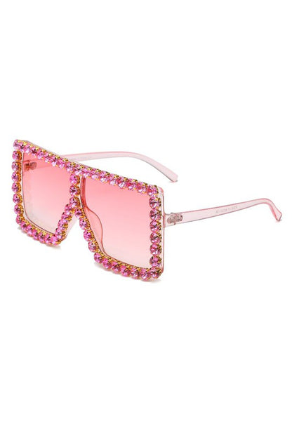 Women Square Oversize Rhinestone Sunglasses