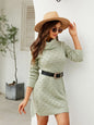 Turtleneck Long Sleeve Slit Sweater Dress - Image #5