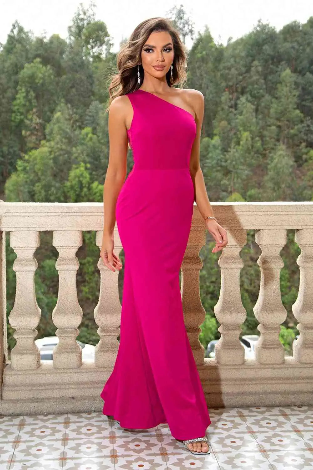 One-Shoulder Sleeveless Maxi Dress - Image #13