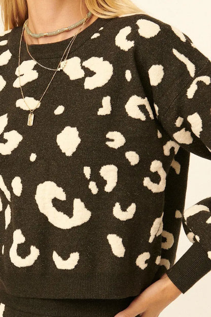 A Leopard Print Pullover Sweater - Image #3