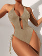 Textured Cutout Tied One-Piece Swimwear