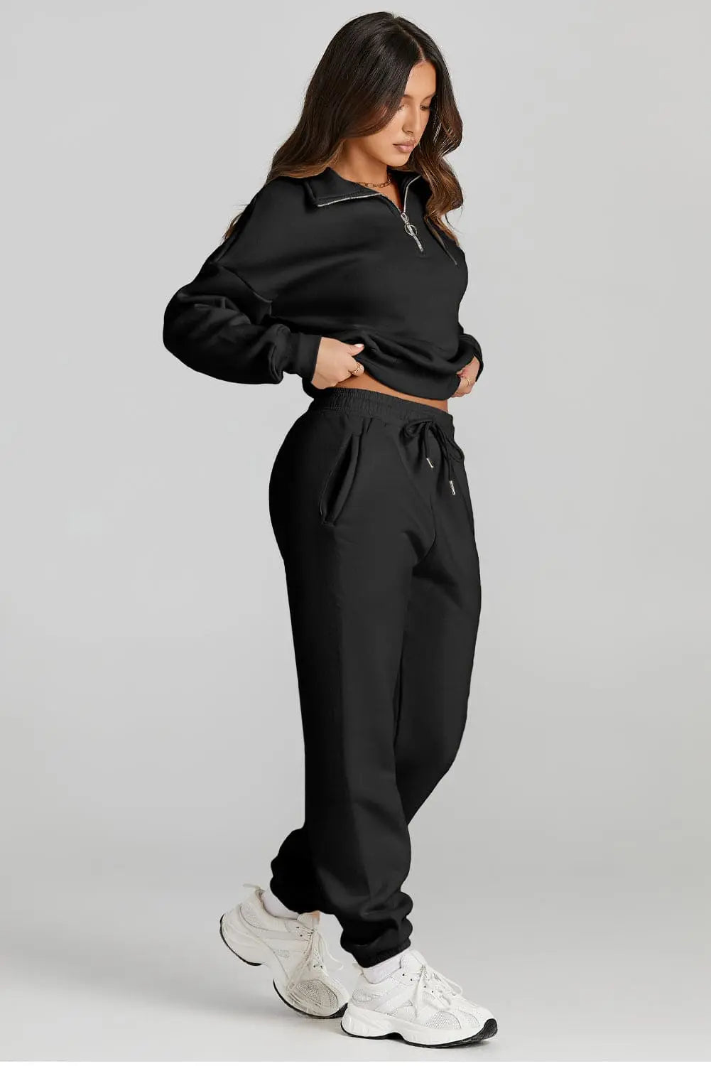 Quarter Zip Top and Drawstring Pants Active Set - Image #1