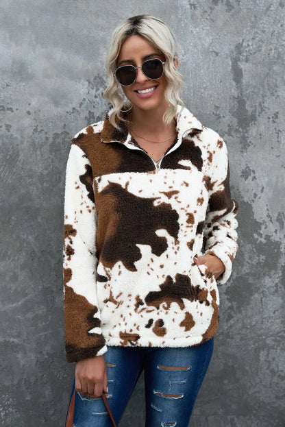 Quarter-Zip Long Sleeve Teddy Sweatshirt - Image #1