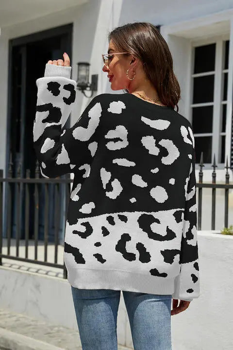 Leopard Drop Shoulder Sweater - Image #6