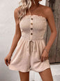 Decorative Button Smocked Strapless Romper - Image #1