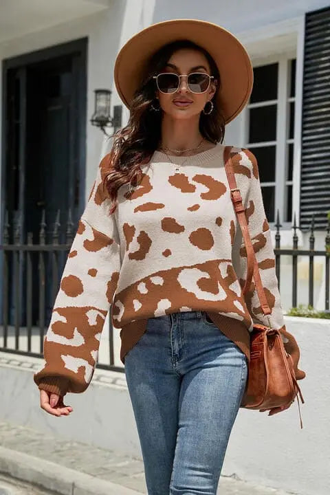 Leopard Drop Shoulder Sweater - Image #14