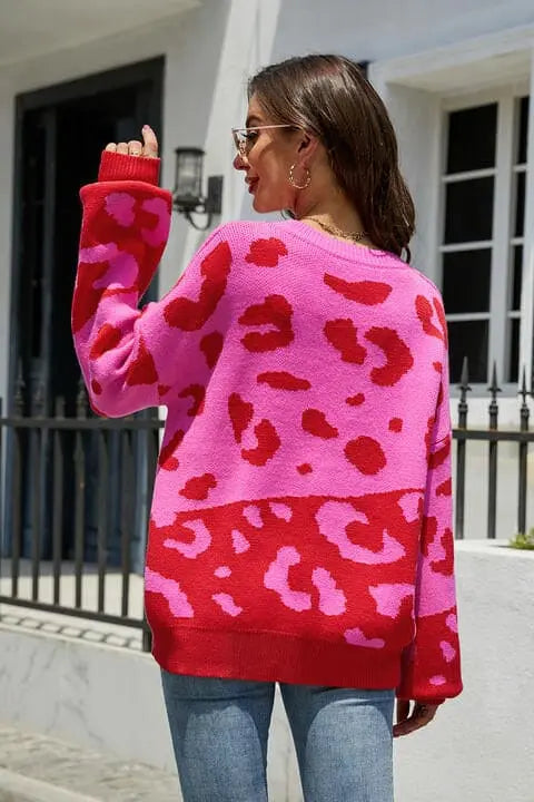 Leopard Drop Shoulder Sweater - Image #10