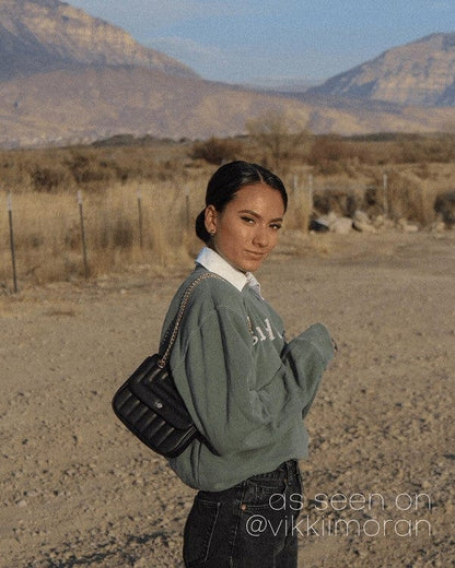 Vegan Leather Quilted Flap Bag