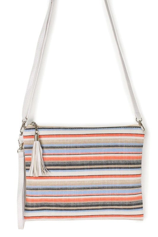 Multicolored-Striped Clutch Crossbody Bag