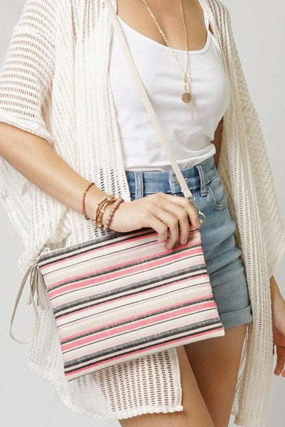 Multicolored-Striped Clutch Crossbody Bag