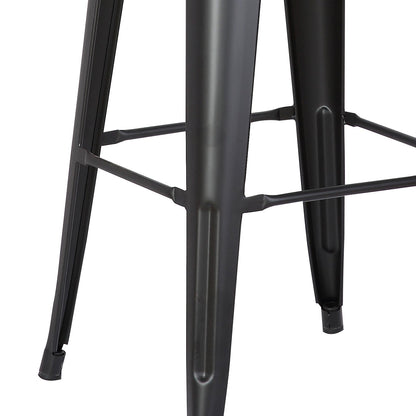 30" Matte Black Backless Metal Barstool With A Set Of 2