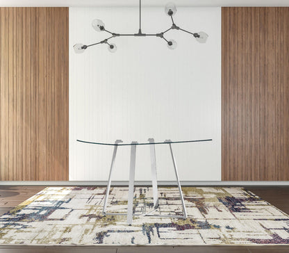 42" Chrome Square Glass And Steel Dining Table