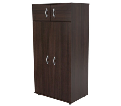 Espresso Finish Wood Wardrobe With Four Doors