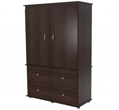 Espresso Finish Wood Four Drawer Armoire Dresser