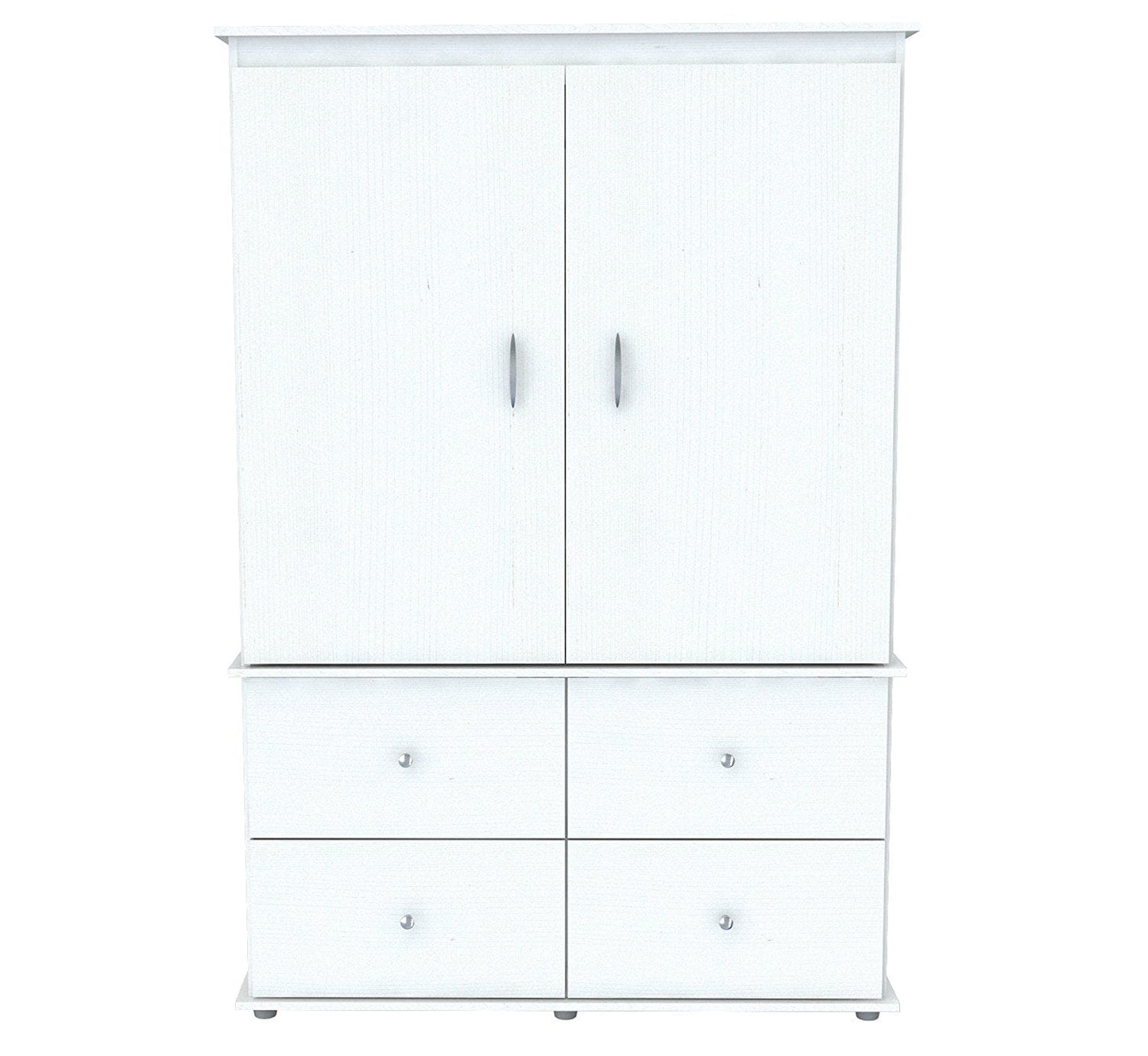 White Finish Wood Four Drawer Armoire Dresser