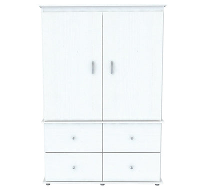 White Finish Wood Four Drawer Armoire Dresser