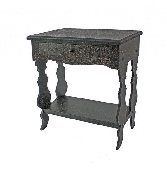 14 X 28 X 29 Black 1 Drawer Vintage Wooden - Accent Table