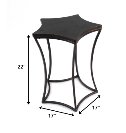 17 X 17 X 22 Bronze Minimalist Industrial Style Metal - End Table
