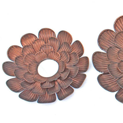 31 X 31 X 3.5 Copper 3 Piece Vintage Blooming Flower Metal - Wall Mirror