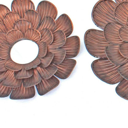 31 X 31 X 3.5 Copper 3 Piece Vintage Blooming Flower Metal - Wall Mirror
