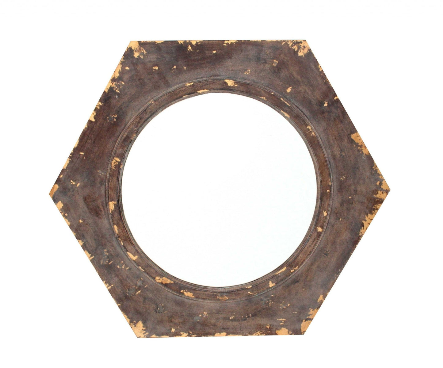 23.5 X 27 X 3.5 Bronze Vintage Round Hexagon Frame - Cosmetic Mirror
