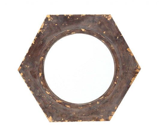 23.5 X 27 X 3.5 Bronze Vintage Round Hexagon Frame - Cosmetic Mirror