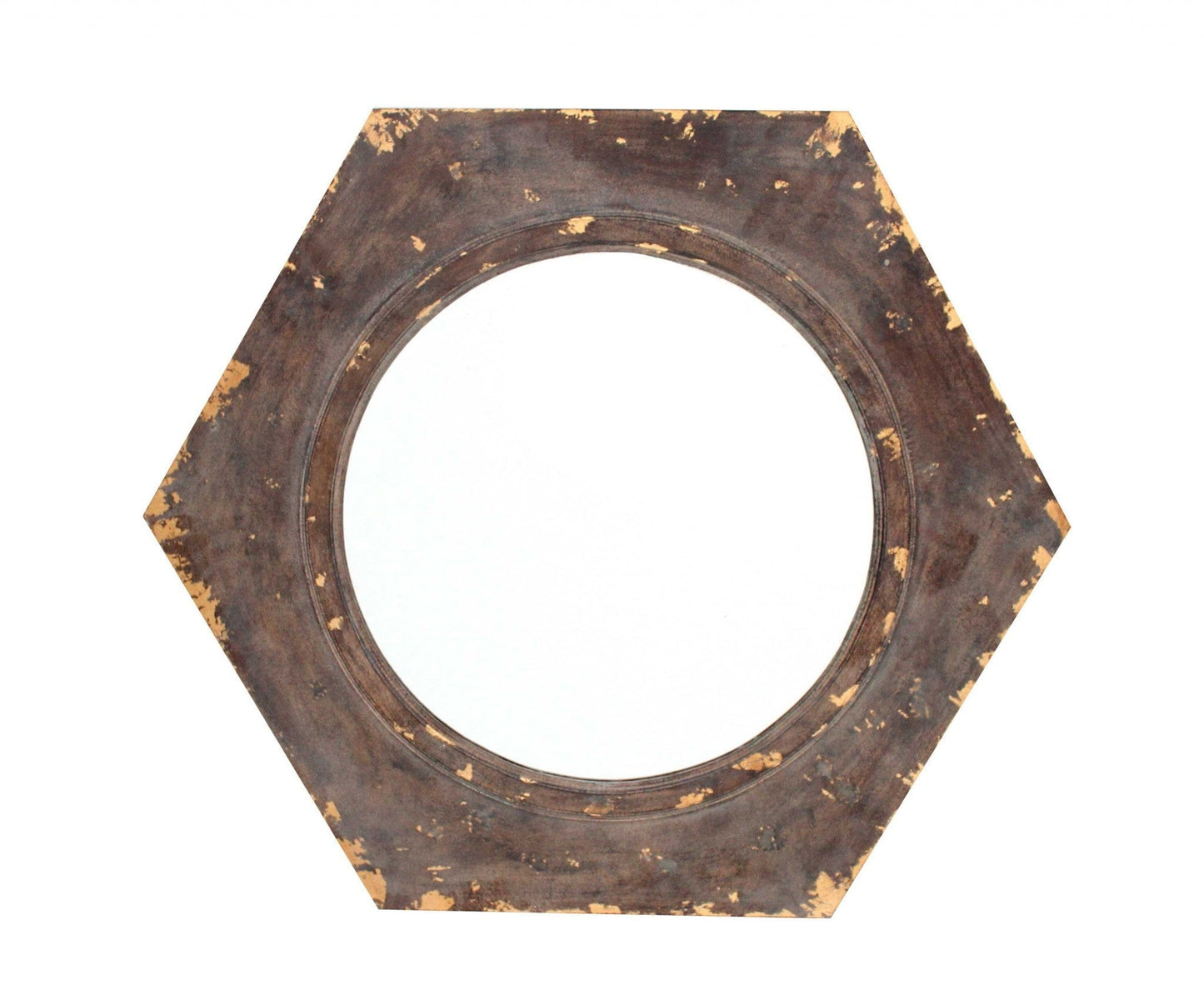 23.5 X 27 X 3.5 Bronze Vintage Round Hexagon Frame - Cosmetic Mirror