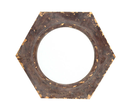 23.5 X 27 X 3.5 Bronze Vintage Round Hexagon Frame - Cosmetic Mirror