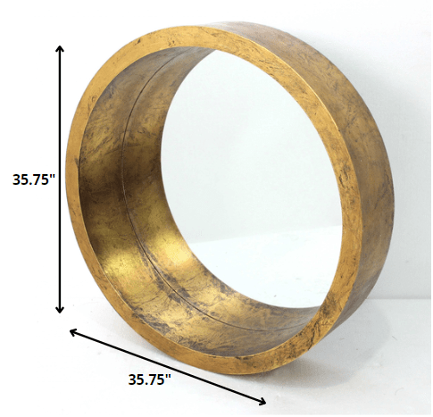 35.75 X 35.75 X 7.75 Gold Round Tray Shaped  Cosmetic Mirror
