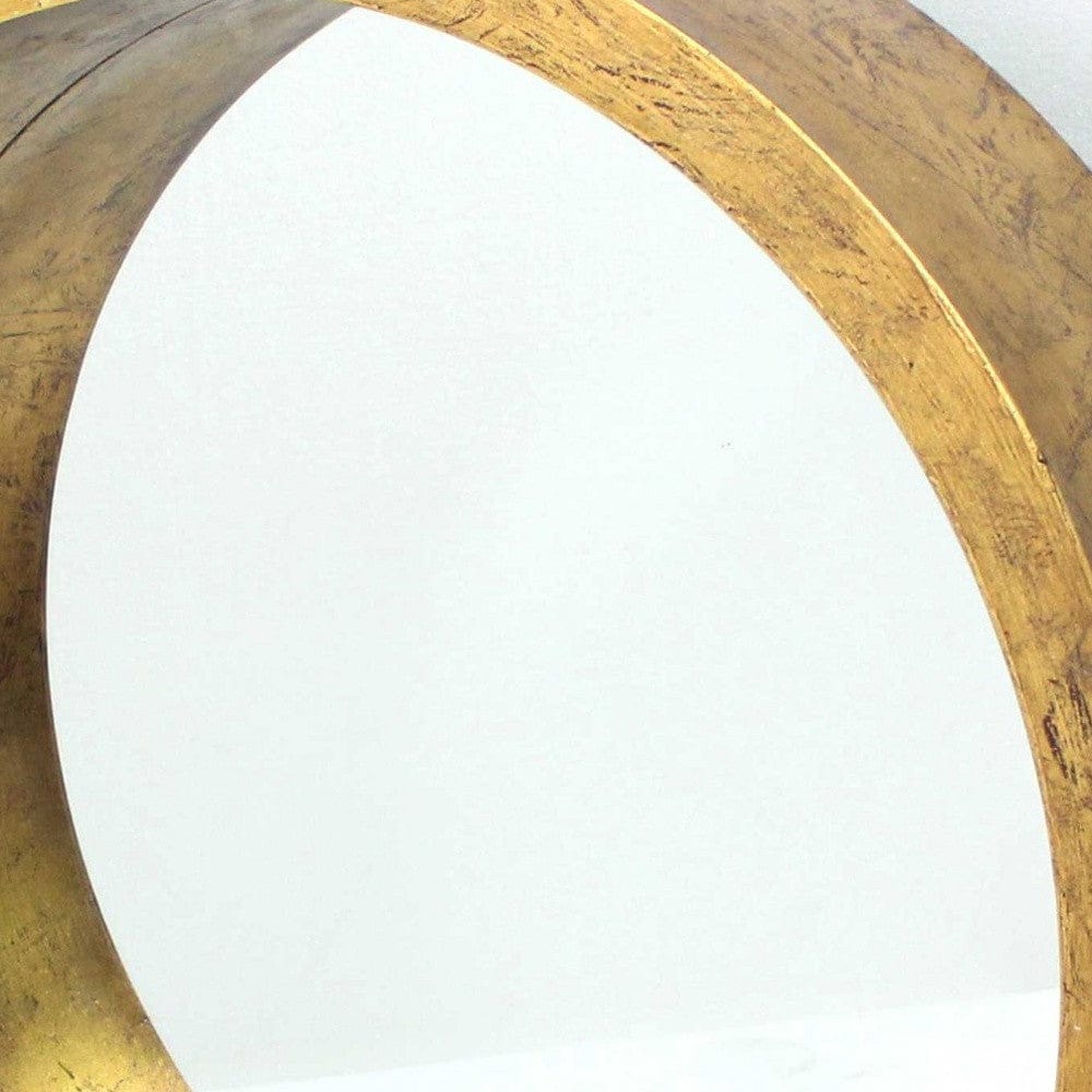 35.75 X 35.75 X 7.75 Gold Round Tray Shaped  Cosmetic Mirror
