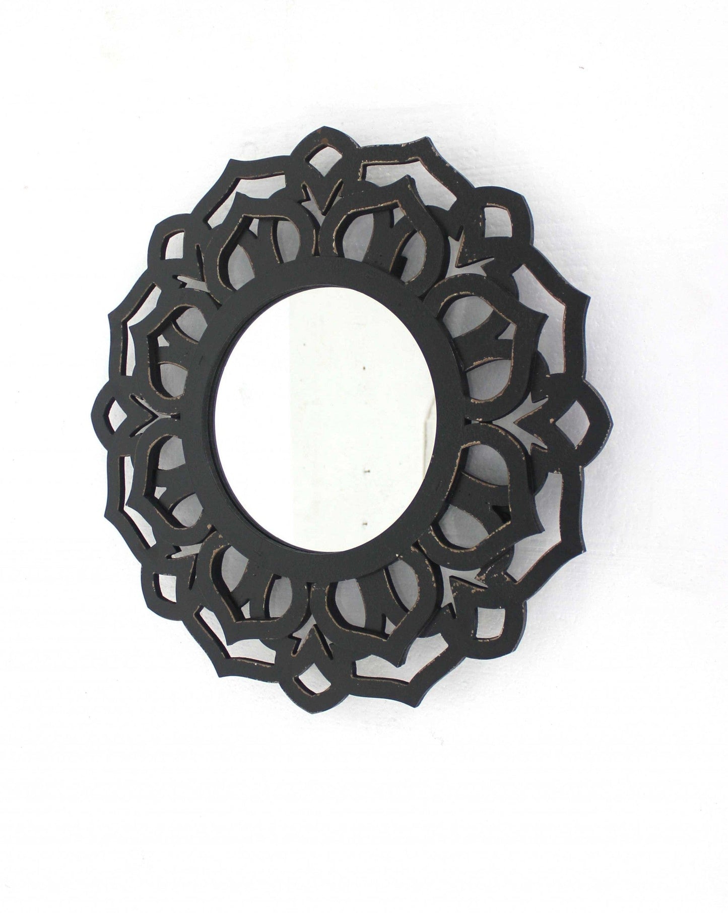 23.75 X 23.75 Black Traditional Lotus - Wall Mirror