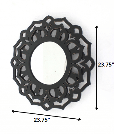 23.75 X 23.75 Black Traditional Lotus - Wall Mirror