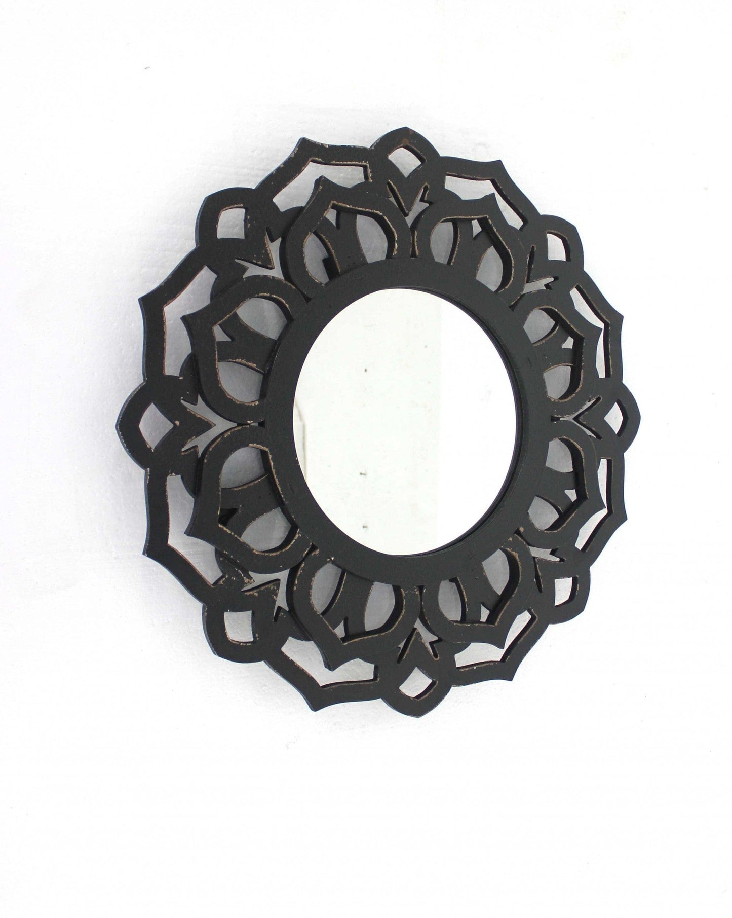 23.75 X 23.75 Black Traditional Lotus - Wall Mirror