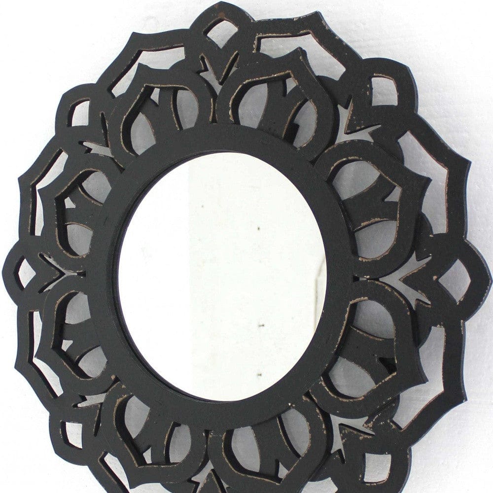23.75 X 23.75 Black Traditional Lotus - Wall Mirror