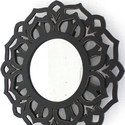 23.75 X 23.75 Black Traditional Lotus - Wall Mirror