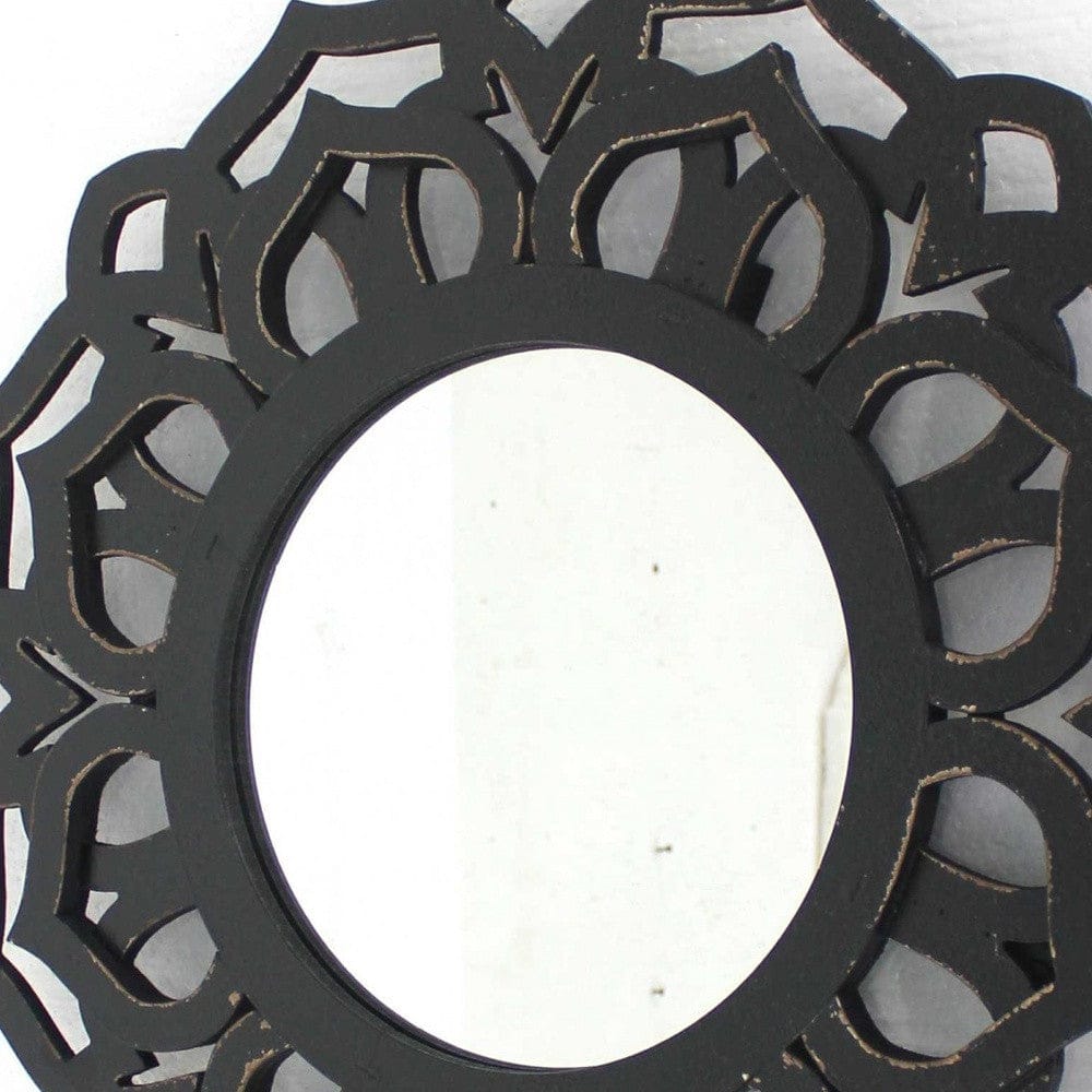 23.75 X 23.75 Black Traditional Lotus - Wall Mirror