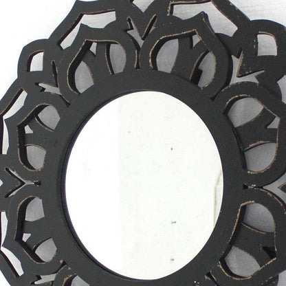 23.75 X 23.75 Black Traditional Lotus - Wall Mirror